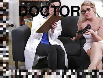 doktor, mamuśki, stopy, pończochy, blondynka, fetysz, brunetka