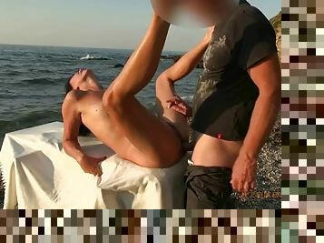 Creampie party on the beach free choice of holes