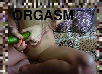 (18) Fucked Herself With A Big Cucumber In The Ass 4K