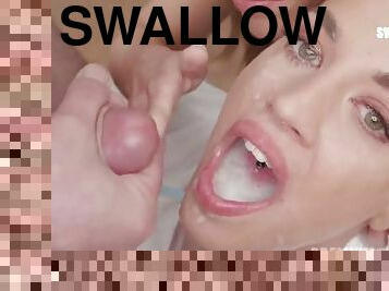 PremiumBukkake - Silvia Dellai swallows 60 huge mouthful cumshots