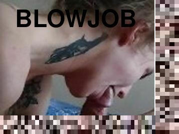 Little tattooed teen blowjob
