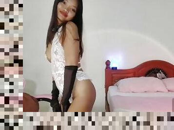 asiático, amador, adolescente, tai, namorada, webcam, engraçado, belíssimo, morena, provocando