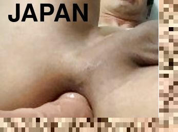 Anal training of kinky Japanese. The result of putting a huge dildo in anal.