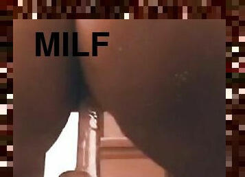 masturbation, kvinnligt-sprut, amatör, mogen, mörkhyad, milf, svart, pov, ritt, dildo