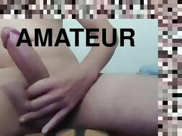 masturbation, amateur, ejaculation-sur-le-corps, énorme-bite, branlette, ejaculation-interne, solo, bisexuels, réalité, bite