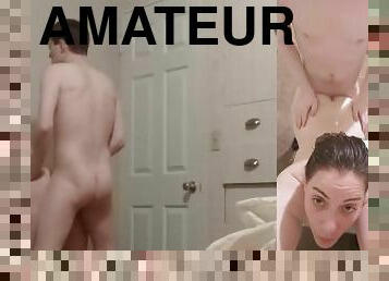 levrette, fête, public, amateur, ejaculation-interne, couple, collège