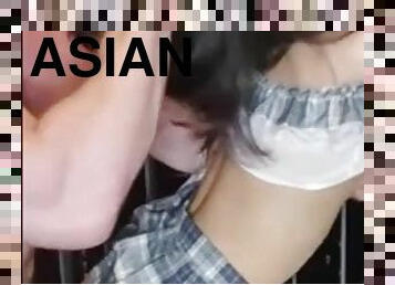 asiatisk, amatør, blowjob, cumshot, interracial, tenåring, hardcore, asiatisk-tenåring