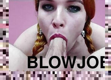 TRAILER Redhead Goth give handsfree wet sloppy throatjob gets massive throatpie - TheGoddessOfLust