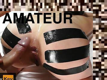 Petite Amateur Gaped Her Big Ass With Duct Tape. Horny Anal Sex!!!