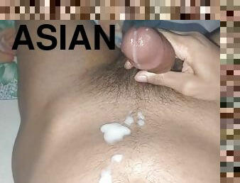 asiatique, ejaculation-sur-le-corps, ados, gay, dad-girl, ejaculation, horny, solo, minet