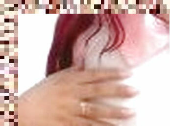 Redhead schoolgirl asks for milk on her boobs