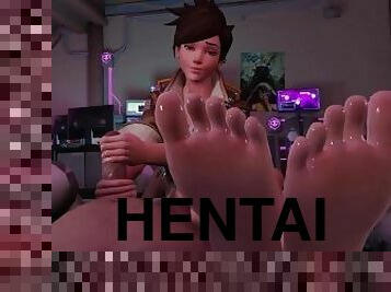 Tracer Handjob with her Feet to Your Face (with sound) Overwatch 3d animation hentai anime game