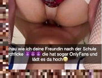 18 Jährige fickt mit einem Mitschüler und sendet es dem Freund auf Snapchat