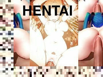 babes, ados, japonais, ejaculation-interne, anime, hentai, dure