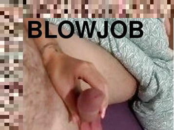 Footjob blowjob sucking balls and cum on small tits