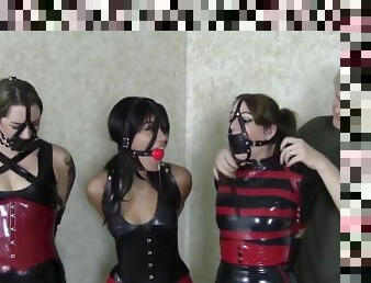 Three Girls In Tight Latex And Leather
