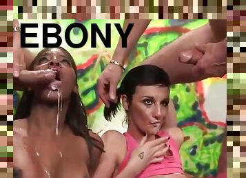 Ebony Babe In Foursome Gets Mouth Spermed - Jasmine Webb