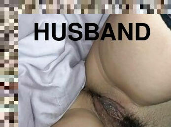 I jerked off my husband to cum on black lingerie. Handjob to my husband