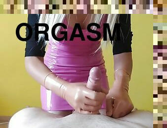 orgasme, moden, udløsning, spiller, synsvinkel, blond, fetish, latex