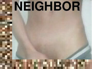 I film my neighbor while he plays with his cock