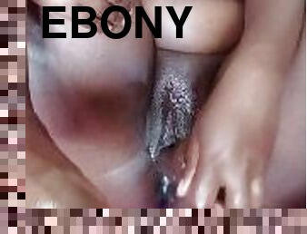 Ebony FEET UP masturbating with Big Bbc (cute feet)in Missionary style!