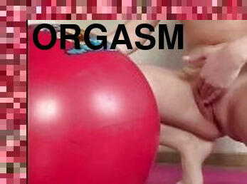 Slut Teen Jumping on a Gym Ball Until Orgasm