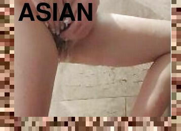 asia, mandi, berambut, mastubasi, vagina-pussy, amatir, gemuk, seorang-diri, basah, berambut-cokelat