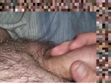 Chubby guy wanking before bed / cumshot