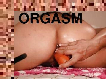 masturbação, orgasmo, cona-pussy, anal, duplo, molhado, penetração, vegetal