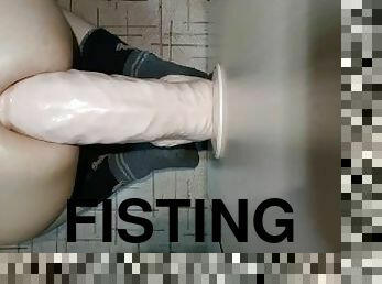 fisting, grande, amador, anal, brinquedo, gay, dildo, sozinho, pénis