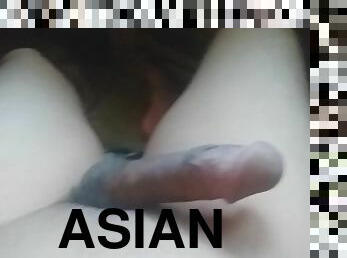 asiatique, masturbation, amateur, énorme-bite, gay, branlette, point-de-vue, solo, bite