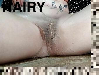 Fucking my hairy pussy with a big dildo