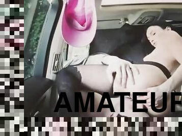 Amateur couple fuck in a car public sex, my girl friend Fake Taxi