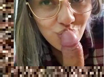 Sensual Girlfriend Loves Devouring My Cock Without Taking Off Her Glasses HD