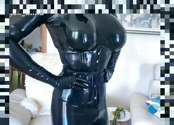 amateur, latex, solo, poupée, masque, caoutchouc, orteils