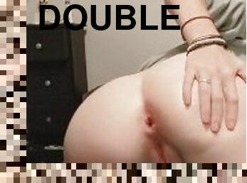 amateur, anal, ados, jouet, double, gode, adorable, fétiche, solo, trou-du-cul