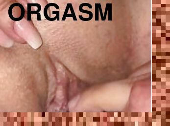 orgasmo, cona-pussy, esguincho, dedos, molhado