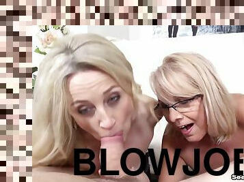 Two 50 Year Old Grannies Give Incredible Blowjob