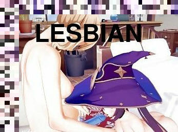 gode-ceinture, lesbienne, hentai, 3d