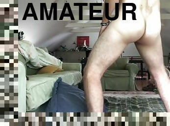 masturbation, amateur, ejaculation-sur-le-corps, maison, ejaculation, solo, fessée