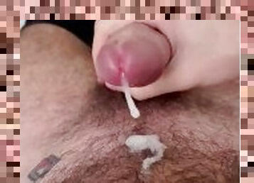 poilue, énorme, masturbation, amateur, ejaculation-sur-le-corps, gay, branlette, secousses, point-de-vue, solo