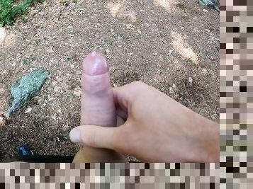 mastubasi, orgasme, di-tempat-terbuka, umum, muncrat, amatir, penis-besar, seorang-diri, hutan, penis