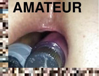 røv, amatør, anal, legetøj, store-sorte-skønheder, dildo