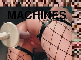 extrême, chatte-pussy, blonde, pute, machines, serrée, gode