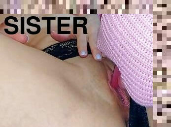 Cunnilingus! Close-up licked stepsister's wet pussy