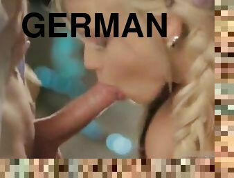 German blonde babe engulfs long dick