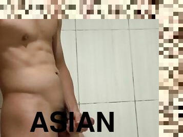 アジアの, 浴, マスターベーション, 素人, ローティーン, 自家製, 手コキ, ぴくぴく動く, 精液, 夕立ち