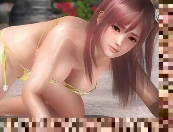 DOA5LR - Honoka win lose pose in yellow bikini