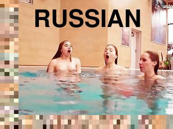 russe, babes, ados, trio, petite-amie, piscine, juteuse, sous-leau