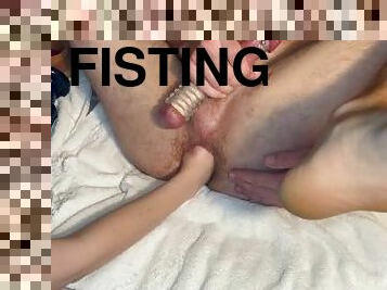 She Fucks Him with her Hand   FISTING  PROSTATE ORGASM  CUM